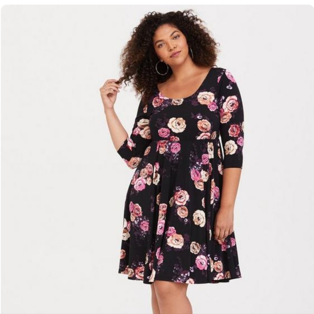 Knit floral skater dress